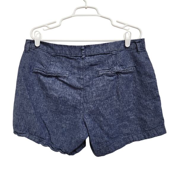 Old Navy Everyday Short Mid Rise Linen Cotton Blend Chambray Blue Plus Size 14 - Picture 3 of 9